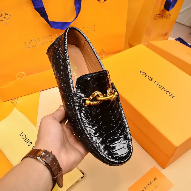 Louis Vuitton Horsebit Loafer Black Patent Python Leather Loafers 4