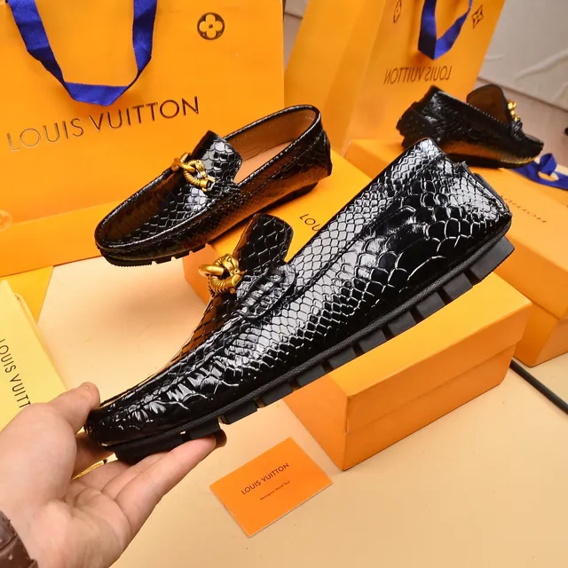 Louis Vuitton Horsebit Loafer Black Patent Python Leather Loafers 7
