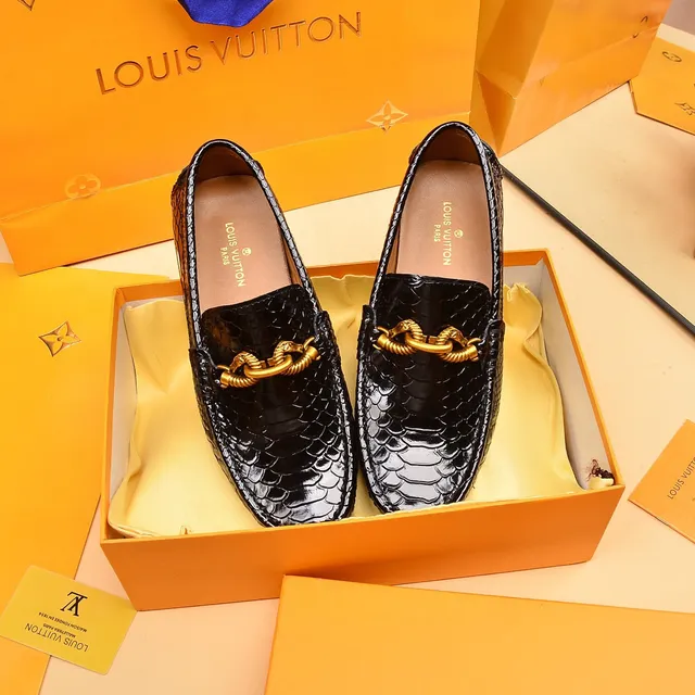 Louis Vuitton Horsebit Loafer Black Patent Python Leather Loafers 8