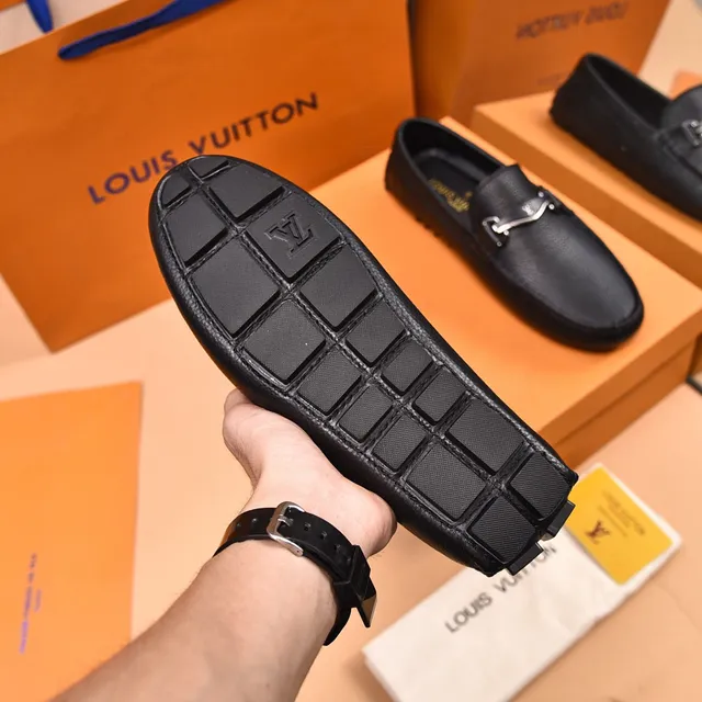 Louis Vuitton Horsebit Loafer Black Pebbled Leather Loafers 4