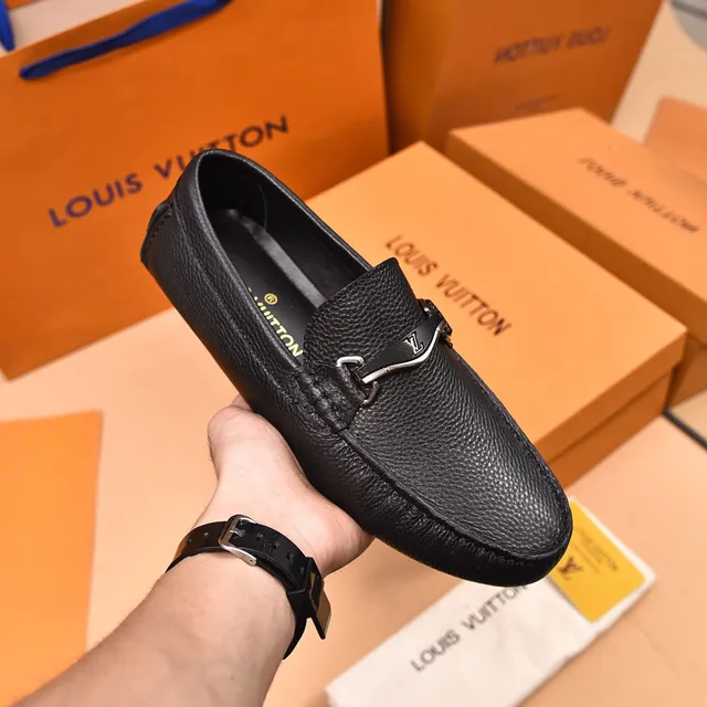 Louis Vuitton Horsebit Loafer Black Pebbled Leather Loafers 6