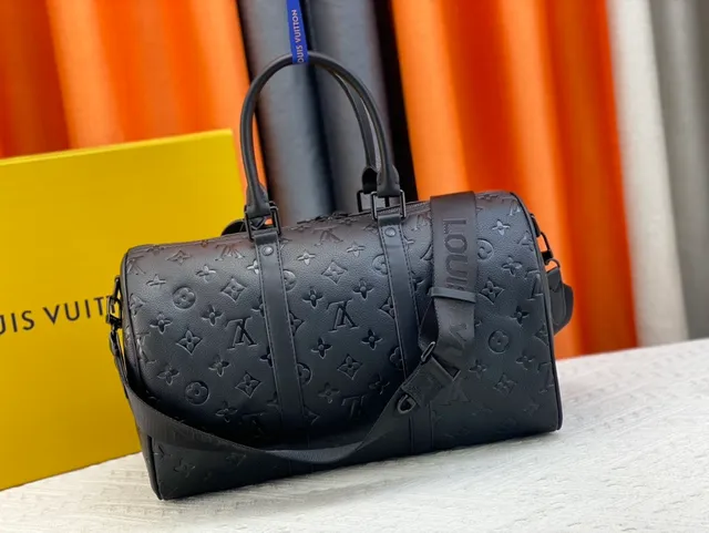 Louis Vuitton Keepall Boston Noir Embossé Monogramme Cuir Sac Duffle 4