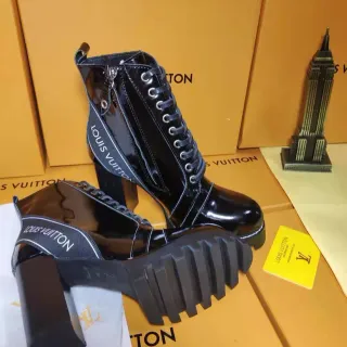 Louis Vuitton Le Cagole Black Patent Leather Ankle Boots