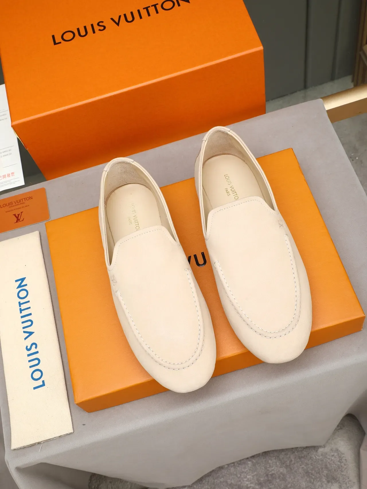 Louis Vuitton Loafer Beige Suede Slip-On Loafers 3
