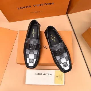 Louis Vuitton Loafer Black and Gray Checkered Monogram Canvas Loafers