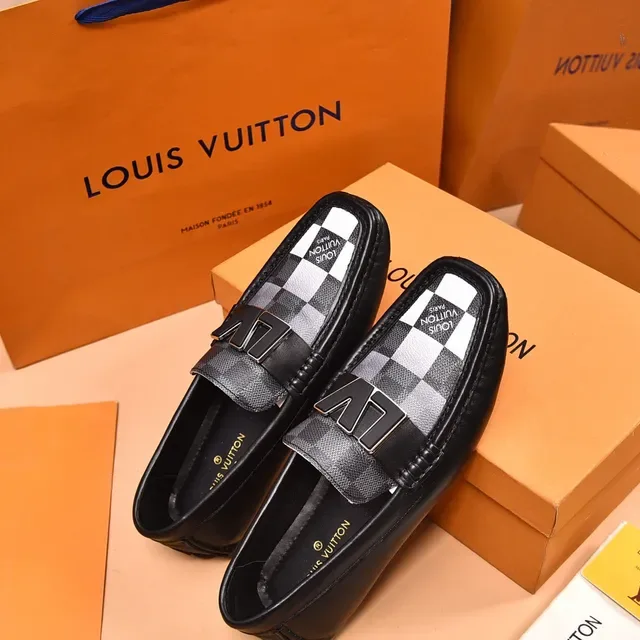 Louis Vuitton Loafers Noir et Gris à Carreaux Monogramme Toile 3