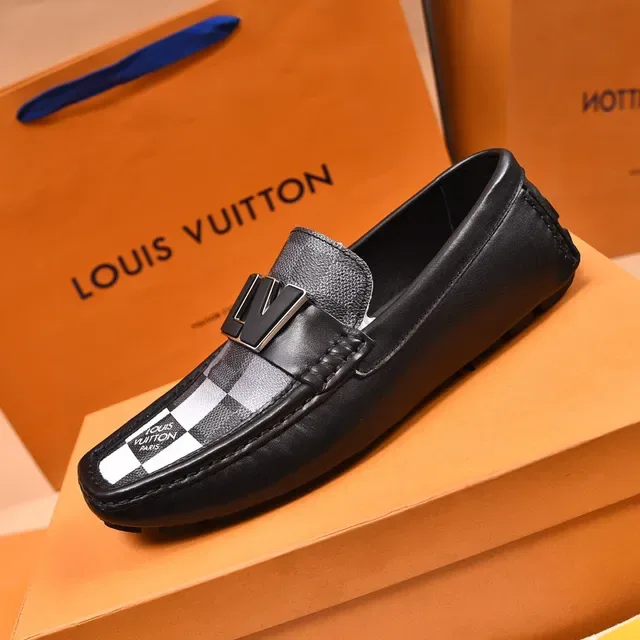 Louis Vuitton Loafers Noir et Gris à Carreaux Monogramme Toile 5