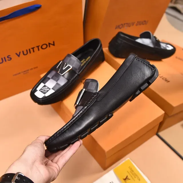 Louis Vuitton Loafers Noir et Gris à Carreaux Monogramme Toile 7