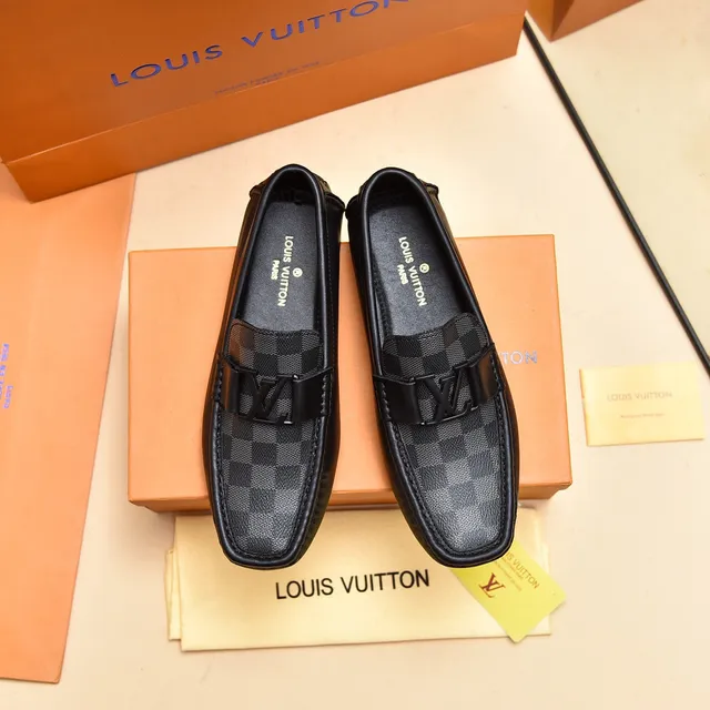 Louis Vuitton Loafer Black Damier Graphite Leather Loafers 9