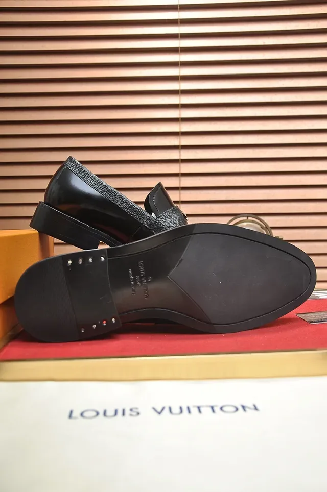 Louis Vuitton Loafer Black Gold Polished Leather Monogrammed Strap Loafer 3