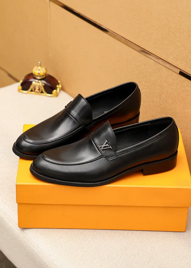 Louis Vuitton Loafer Black Leather LV Logo Medallion Loafers 3