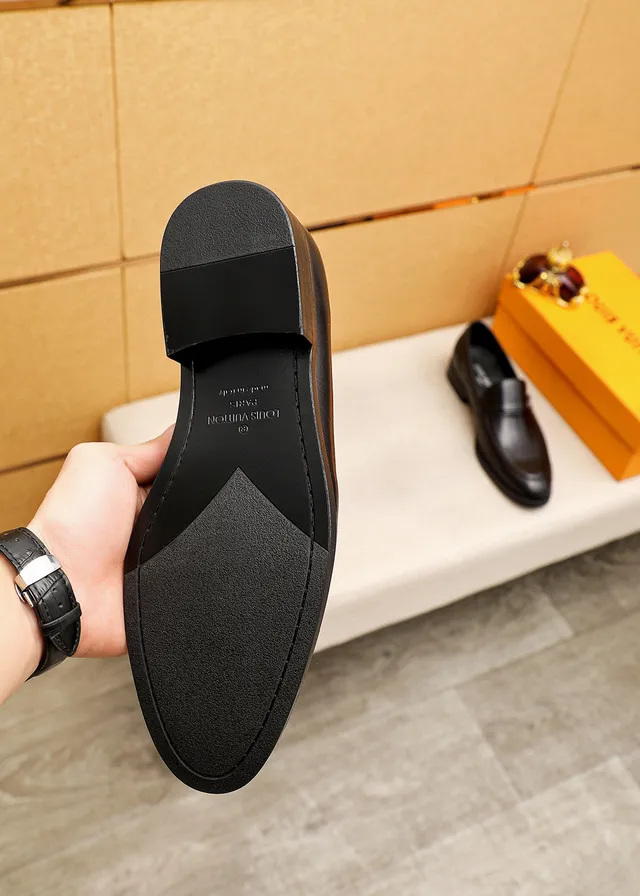 Louis Vuitton Loafer Black Leather LV Logo Medallion Loafers 9