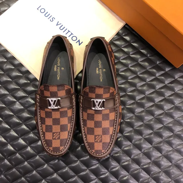 Louis Vuitton mocassin marron beige Damier Ebène Checkerboard Canvas Polished Silver-Tone LV Buckle mocassin 2