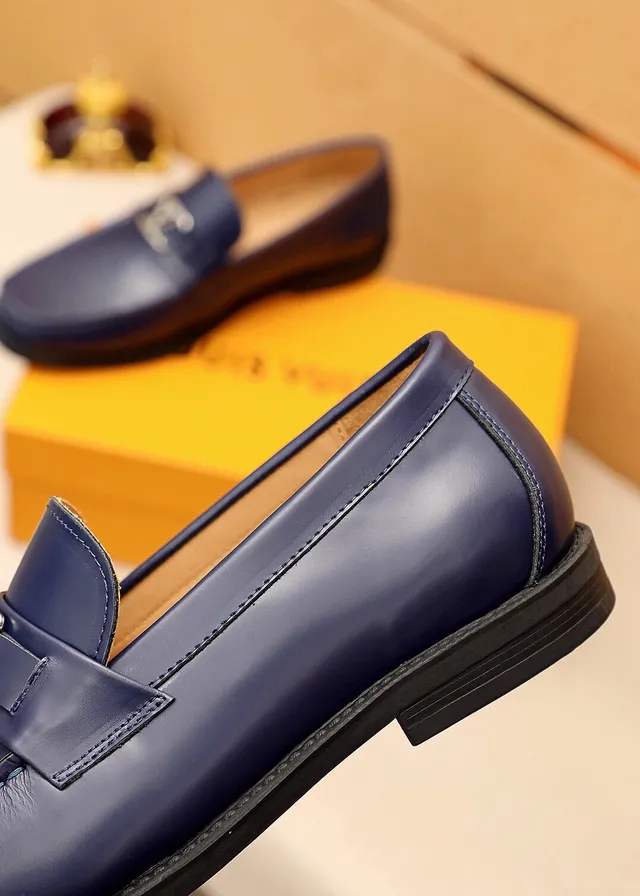 Louis Vuitton Loafer Navy Patent Leather LV Buckle Loafers 3