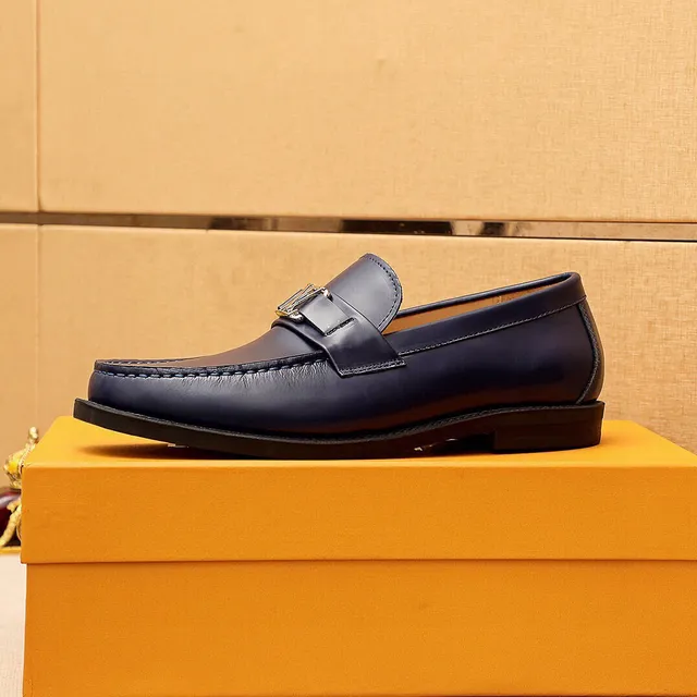 Louis Vuitton Loafer Navy Patent Leather LV Buckle Loafers 6
