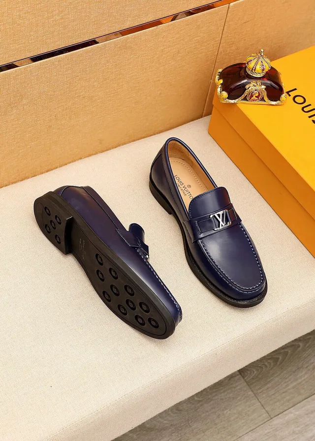 Louis Vuitton Loafer Navy Patent Leather LV Buckle Loafers 7