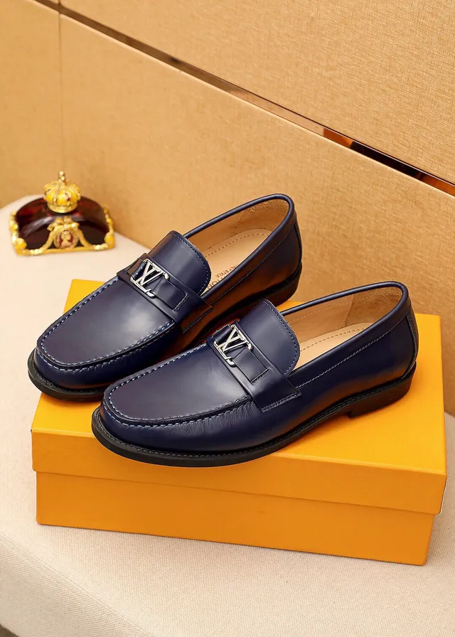 Louis Vuitton Loafer Navy Patent Leather LV Buckle Loafers 8