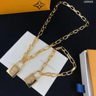 Louis Vuitton Lock It Gold-Tone Double Padlock Chain Necklace