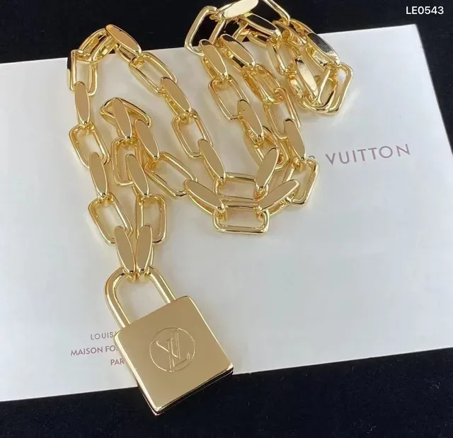 Louis Vuitton Lock It Gold-Tone Double Padlock Chain Necklace 4