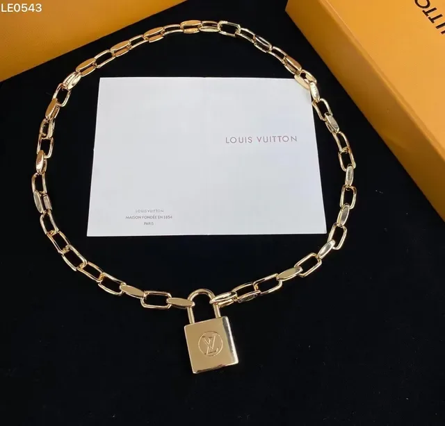Louis Vuitton Lock It Gold-Tone Double Padlock Chain Necklace 8