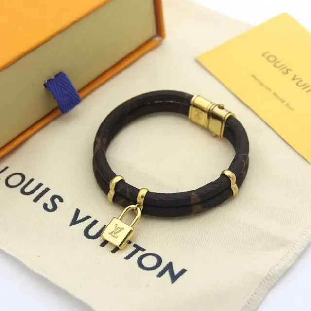 Louis Vuitton Lockit Triple-Wrap Monogram Canvas and Gold-Tone Bracelet 2