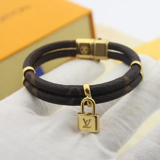 Louis Vuitton Lockit Triple-Wrap Monogram Canvas and Gold-Tone Bracelet 5