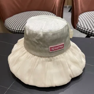 Louis Vuitton Logo Plaque Pleated Ruffled Bucket Hat