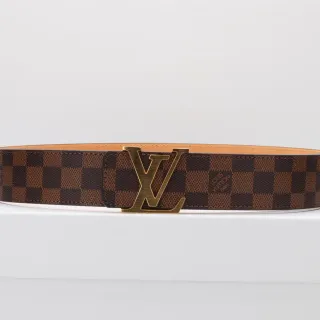 Louis Vuitton LV Belt Damier Ebène Brown Tan Leather Belt