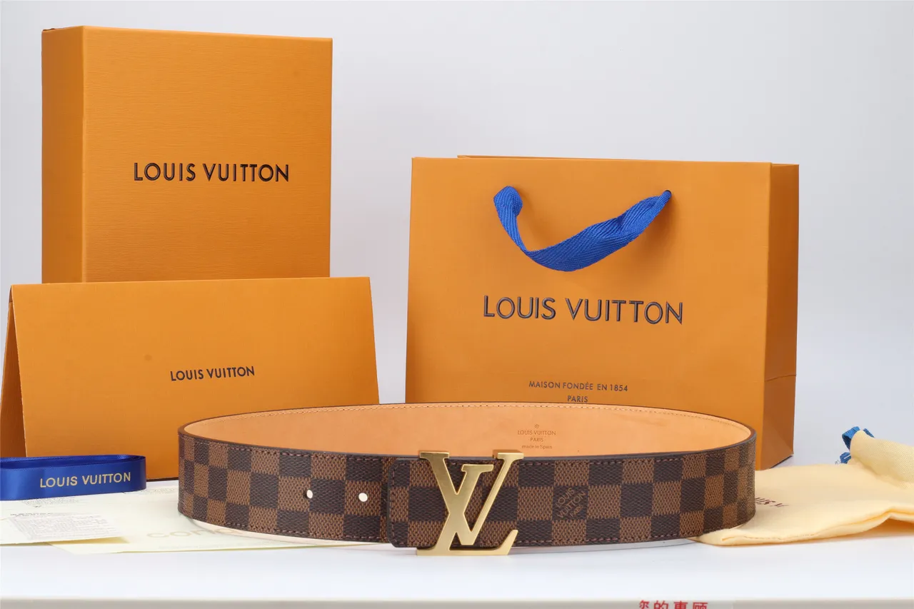 Louis Vuitton LV Belt Damier Ebène Brown Tan Leather Belt 3
