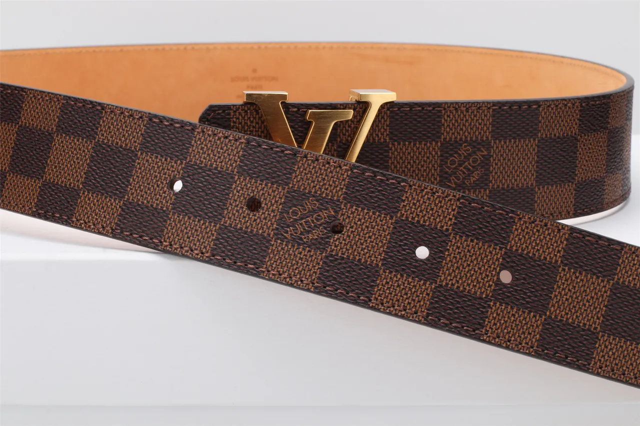 Louis Vuitton LV Belt Damier Ebène Brown Tan Leather Belt 4