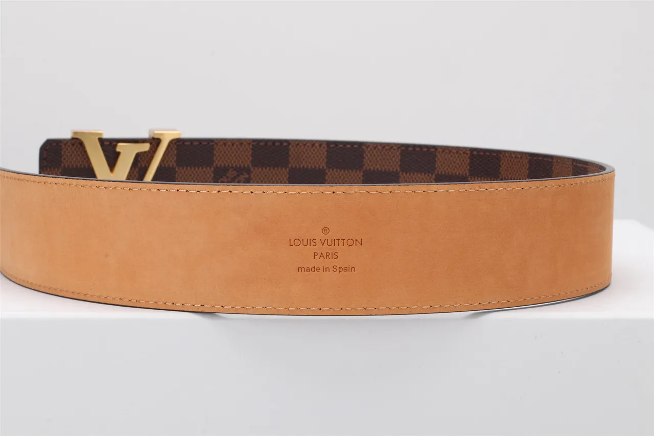 Louis Vuitton LV Belt Damier Ebène Brown Tan Leather Belt 6