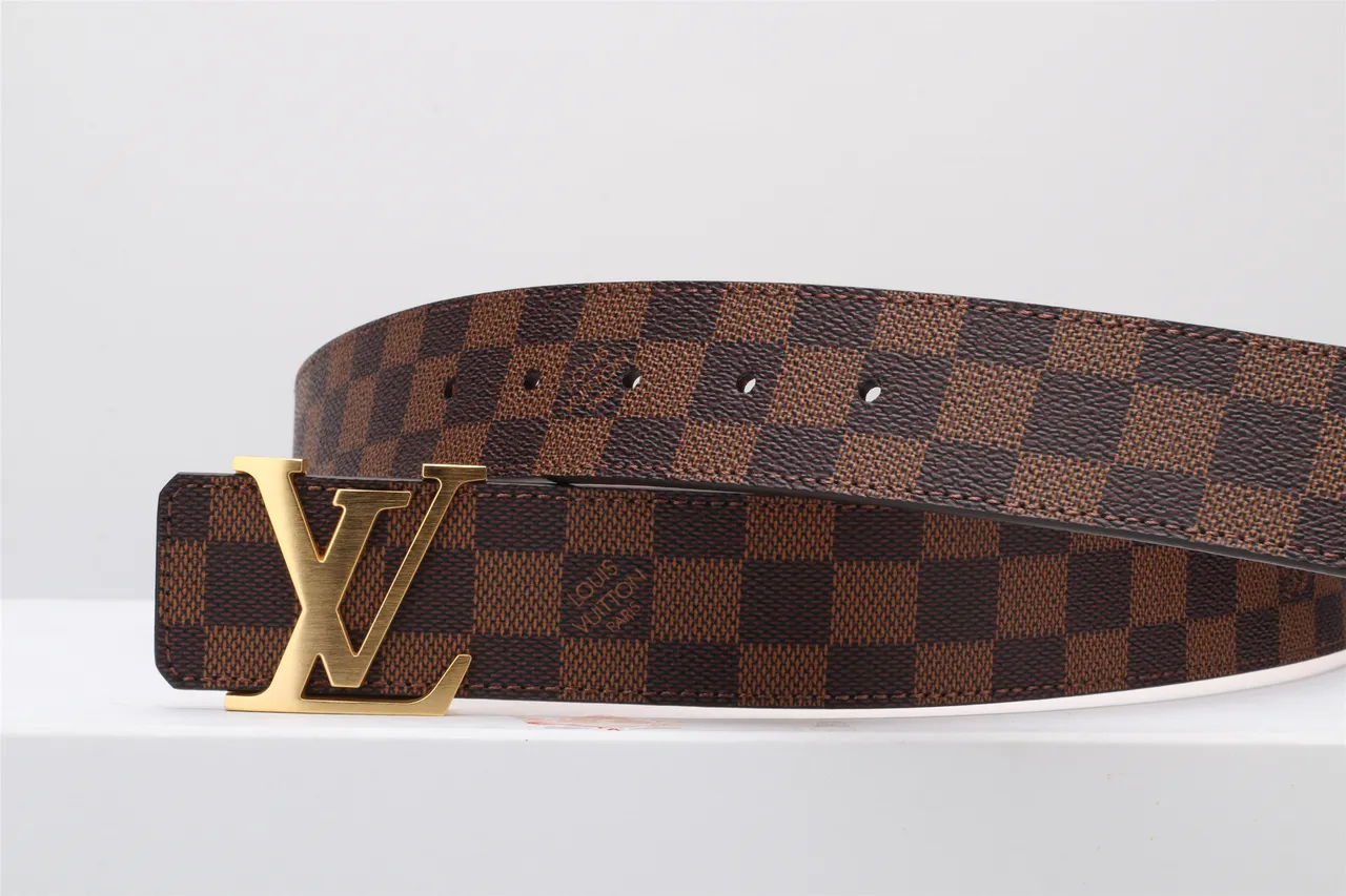 Louis Vuitton LV Belt Damier Ebène Brown Tan Leather Belt 8