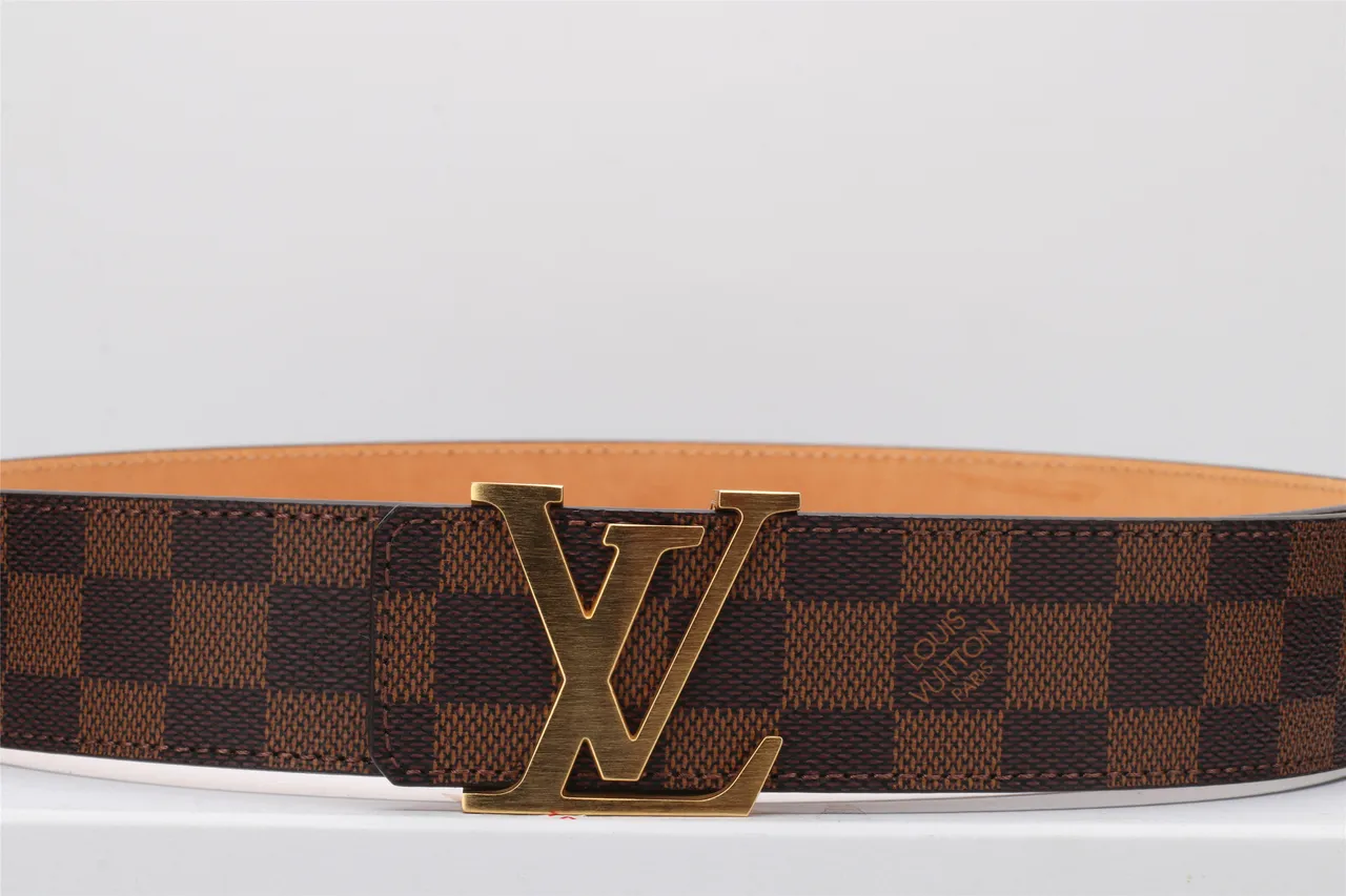 Louis Vuitton LV Belt Damier Ebène Brown Tan Leather Belt 10