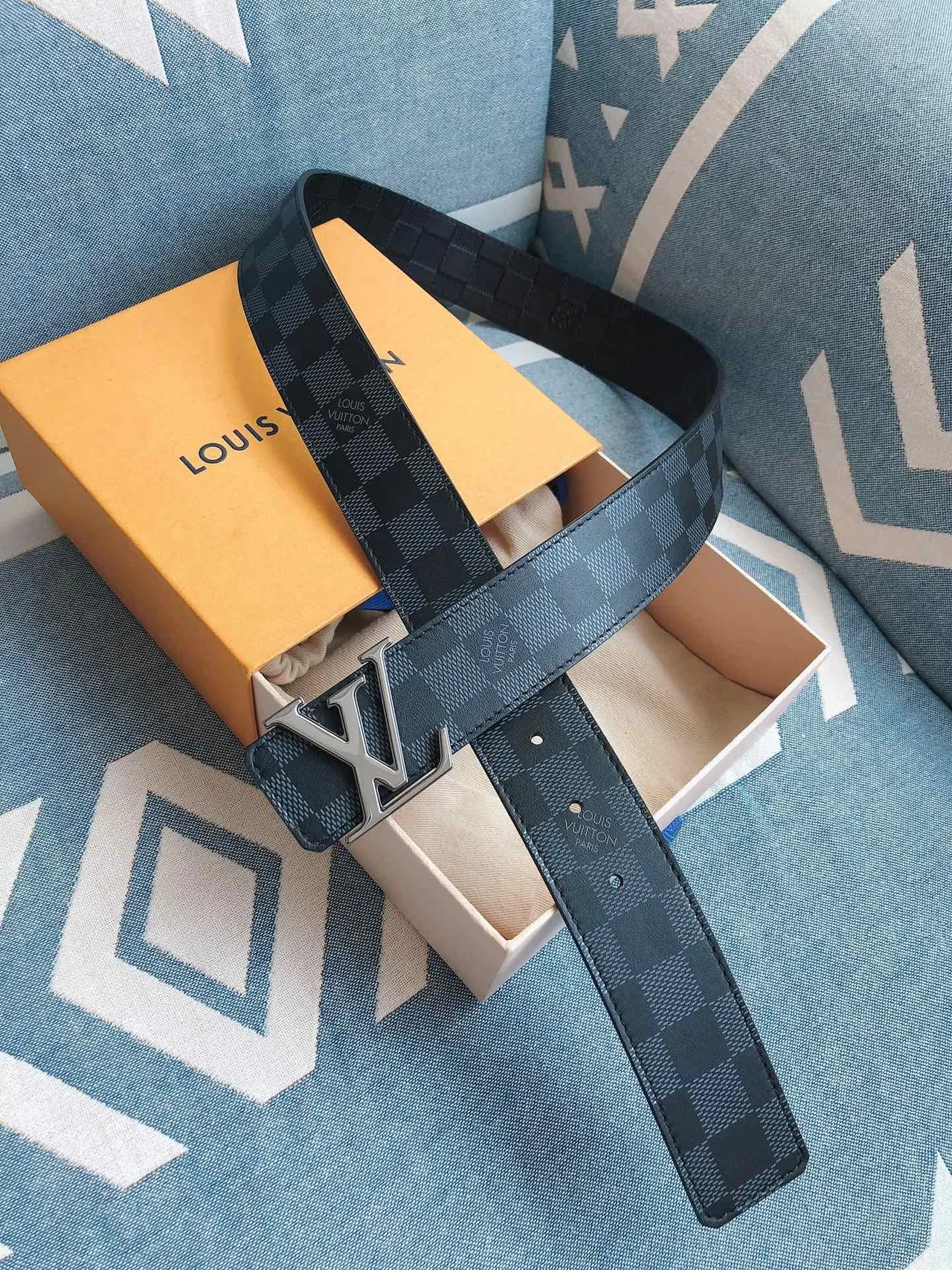 Louis Vuitton LV Belt Twist Damier Graphite Leather Belt 2
