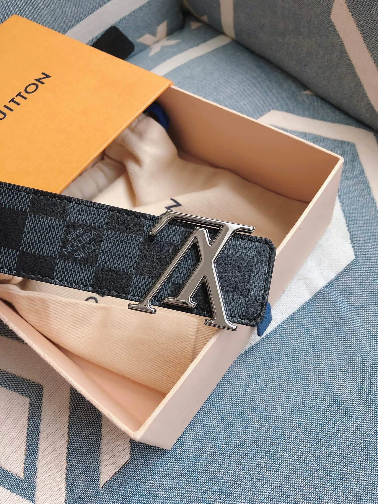 Louis Vuitton LV Belt Twist Damier Graphite Leather Belt 4
