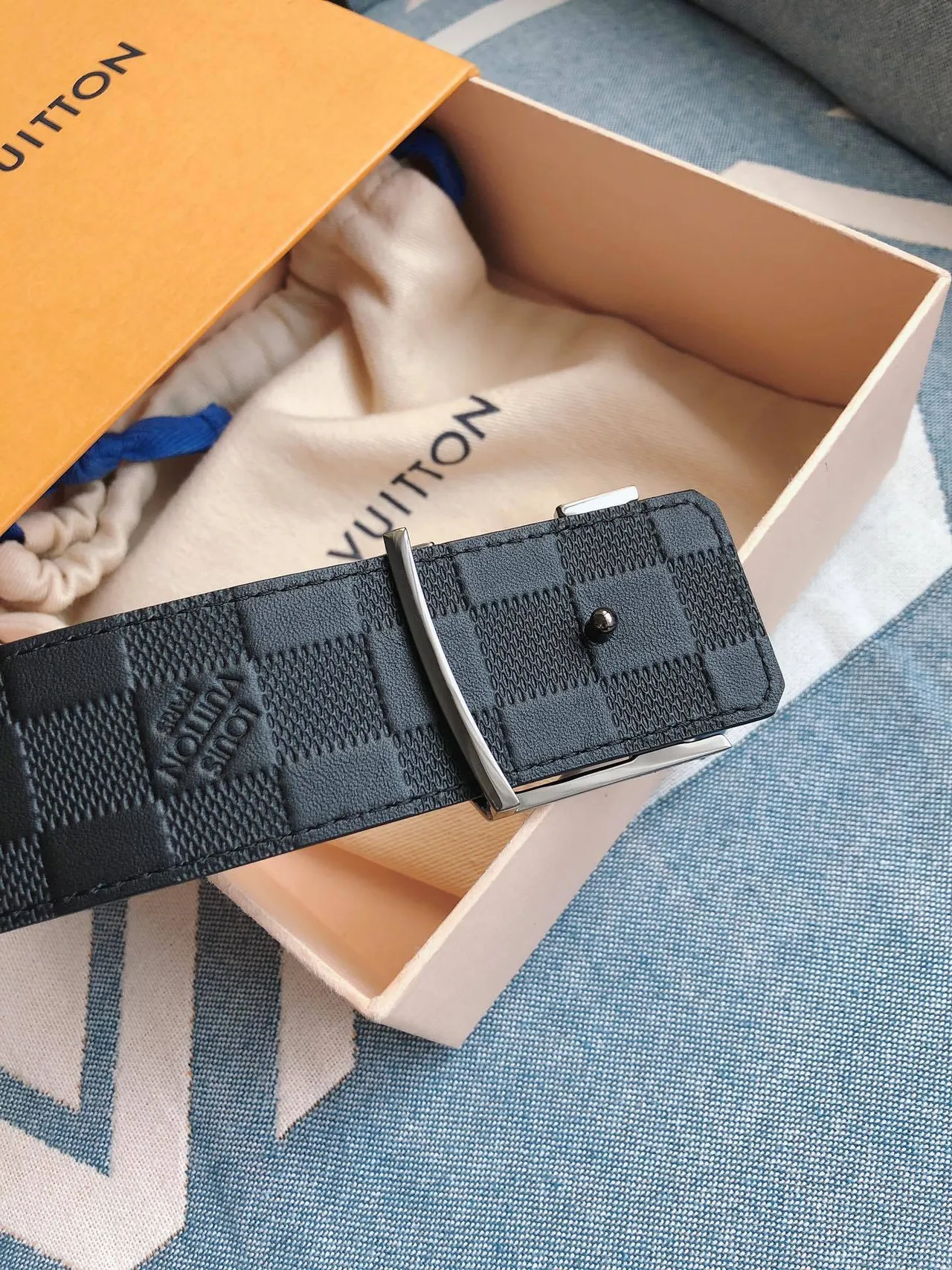 Louis Vuitton LV Belt Twist Damier Graphite Leather Belt 5