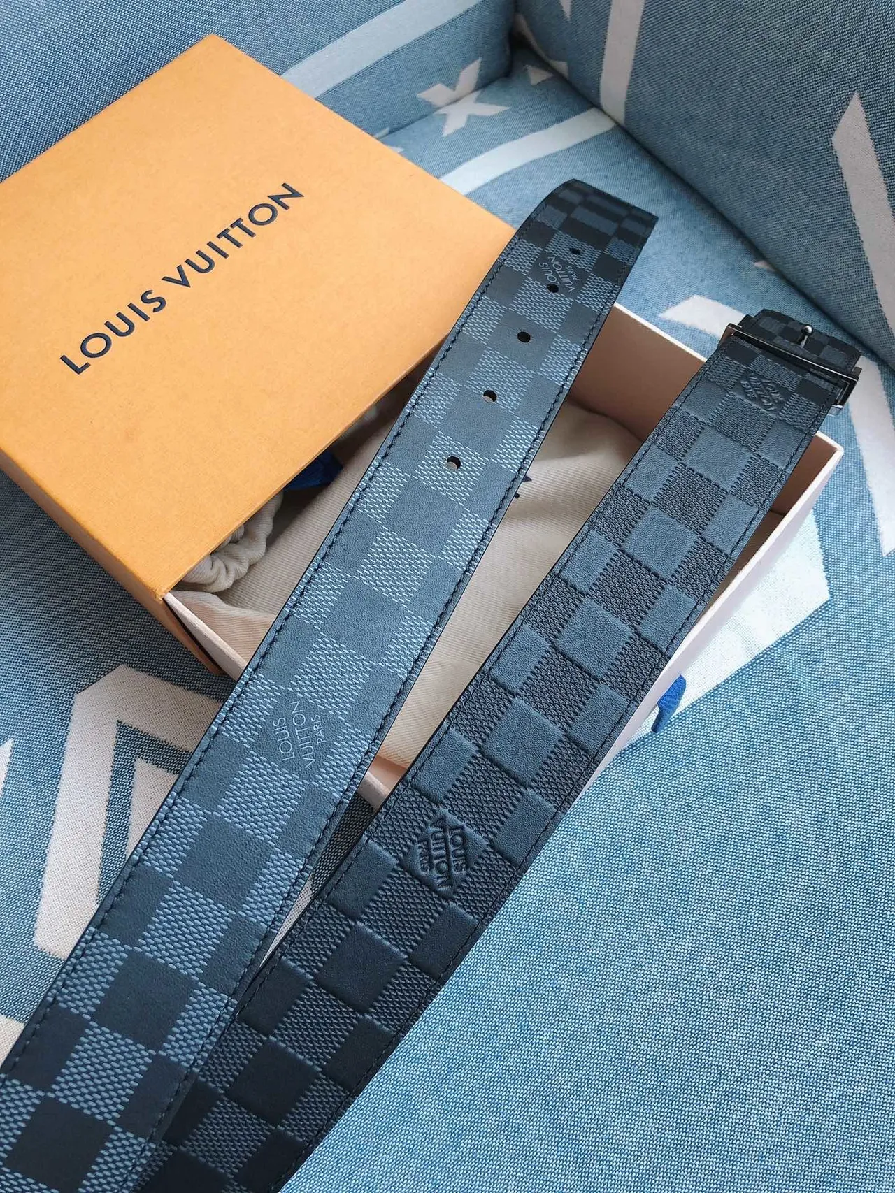 Louis Vuitton LV Belt Twist Damier Graphite Leather Belt 6