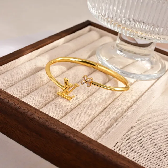 Louis Vuitton LV Butterfly Gold Transparent Open Bangle Bracelet 6