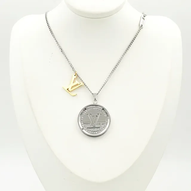 Louis Vuitton LV Catch Silver-Tone and Gold-Tone Medallion Necklace 2
