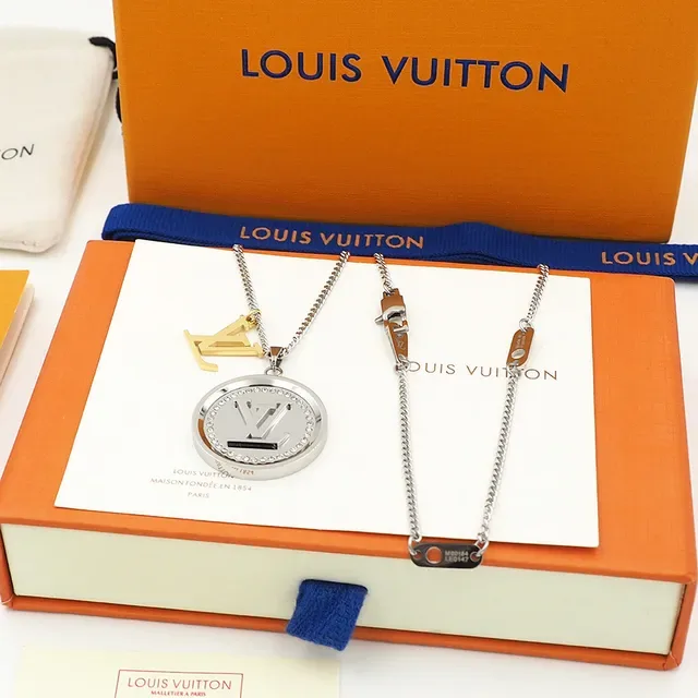 Louis Vuitton LV Catch Silver-Tone and Gold-Tone Medallion Necklace 3