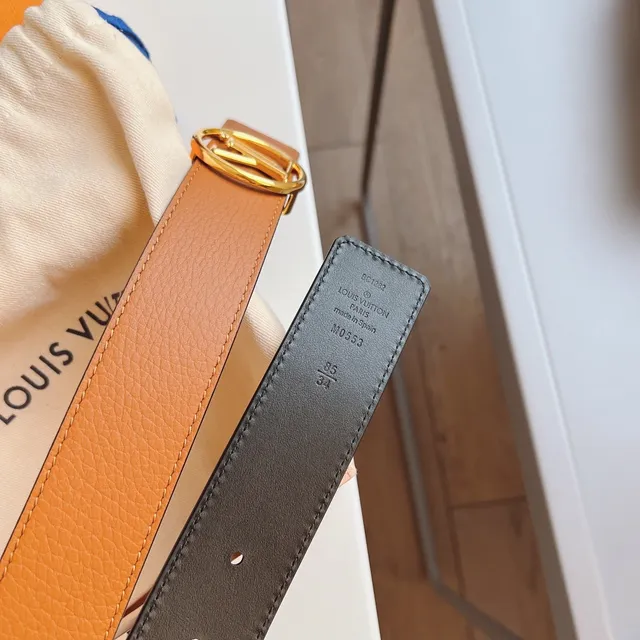 Louis Vuitton LV Circle Brown Black Circular Monogram Buckle Grained Leather Belt 5