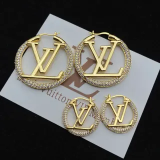 Louis Vuitton LV Circle Hoop Gold Silver Pavé-Crystal-Bordered Earrings