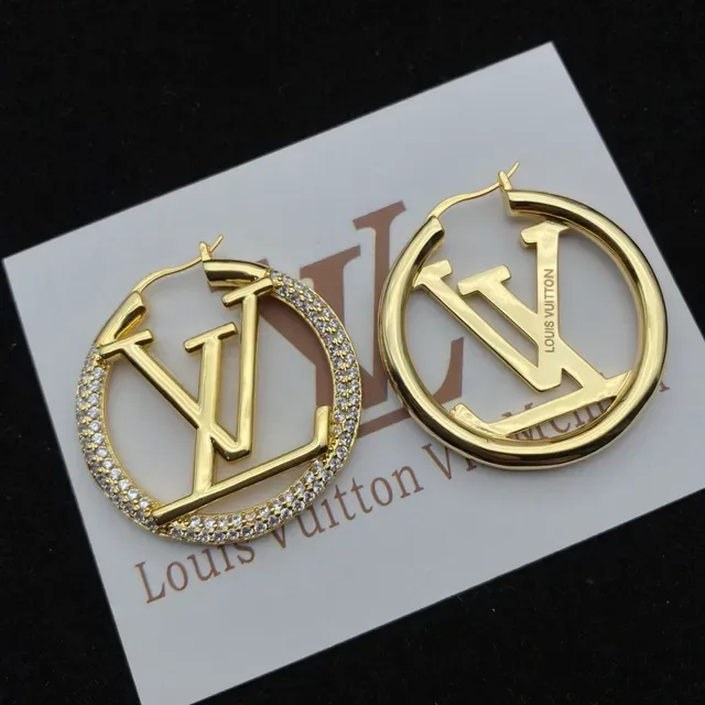 Louis Vuitton LV Circle Hoop Gold Silver Pavé-Crystal-Bordered Earrings 2