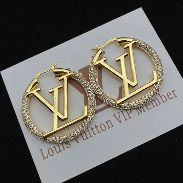 Louis Vuitton LV Circle Hoop Gold Silver Pavé-Crystal-Bordered Earrings 3