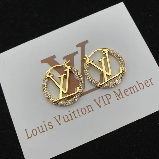 Louis Vuitton LV Circle Hoop Gold Silver Pavé-Crystal-Bordered Earrings 4