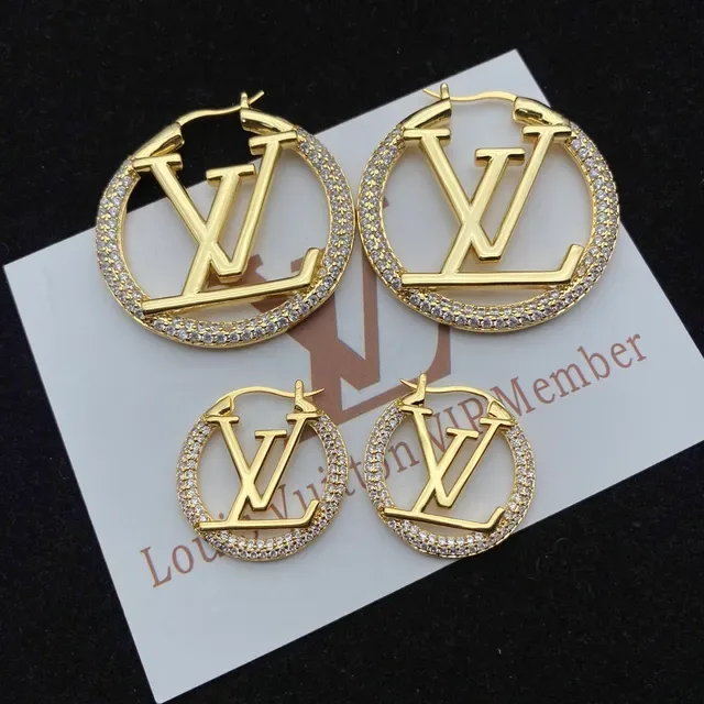 Louis Vuitton LV Circle Hoop Gold Silver Pavé-Crystal-Bordered Earrings 5