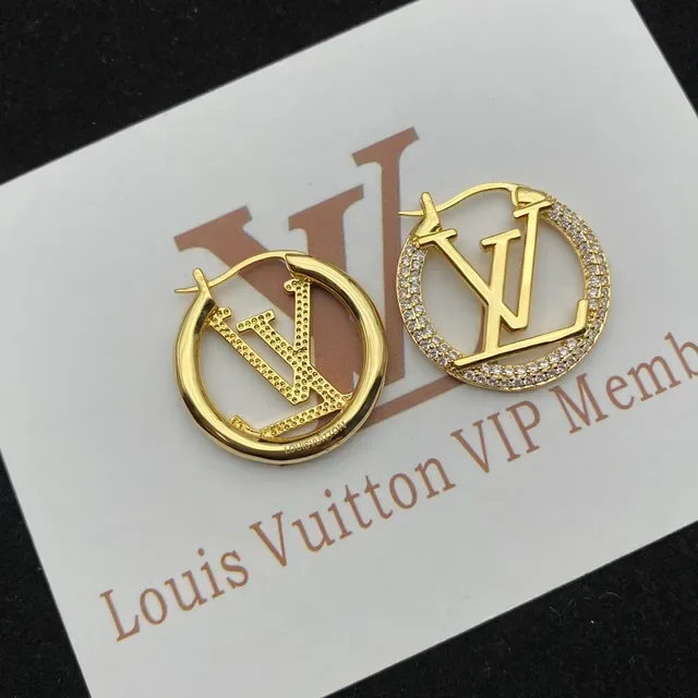 Louis Vuitton LV Circle Hoop Gold Silver Pavé-Crystal-Bordered Earrings 6
