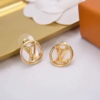 Louis Vuitton LV Circle Monogram Gold-Tone Stud Earrings