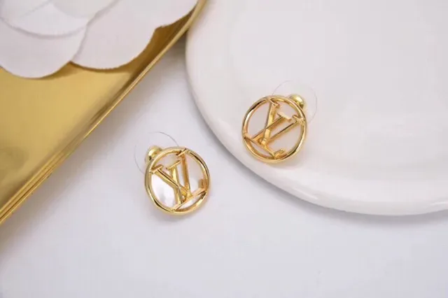 Louis Vuitton LV Circle Monogram Gold-Tone Stud Earrings 2