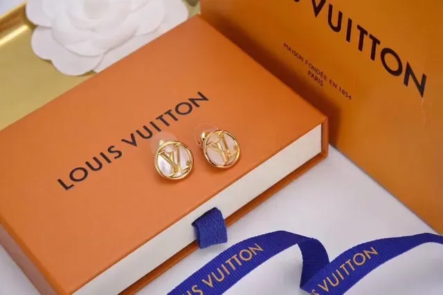 Louis Vuitton LV Circle Monogram Gold-Tone Stud Earrings 3